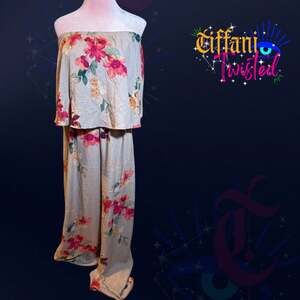 Mustard Seed Strapless Floral Wide Leg Jumpsuit Size Small NWT